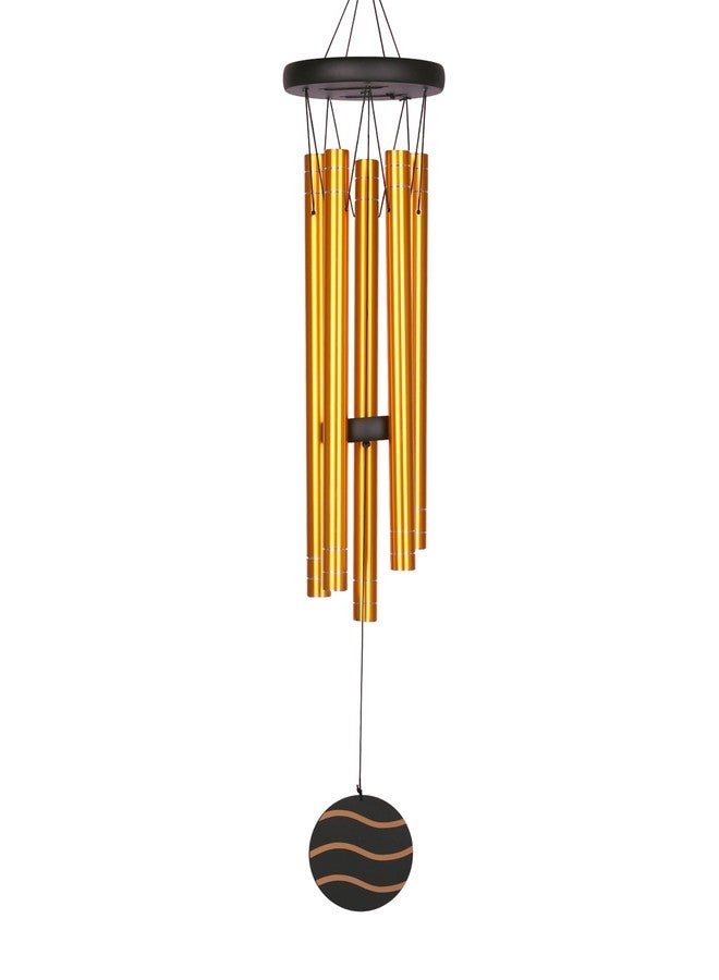 MELOPA 5 Pipe Big Aluminium Wind Chims Sympathy Wind Chims for Outside, Best Gift for Good Luck Chims -Matt Gold | Balcony Decoration Items for Flat - Image 1
